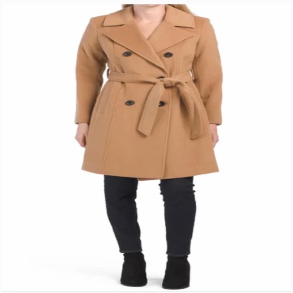 Anne Klein Wool and Cashemere Double Breasted Camel Coat- NWOT